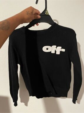 Off-White Black Knit Sweater with White Logo